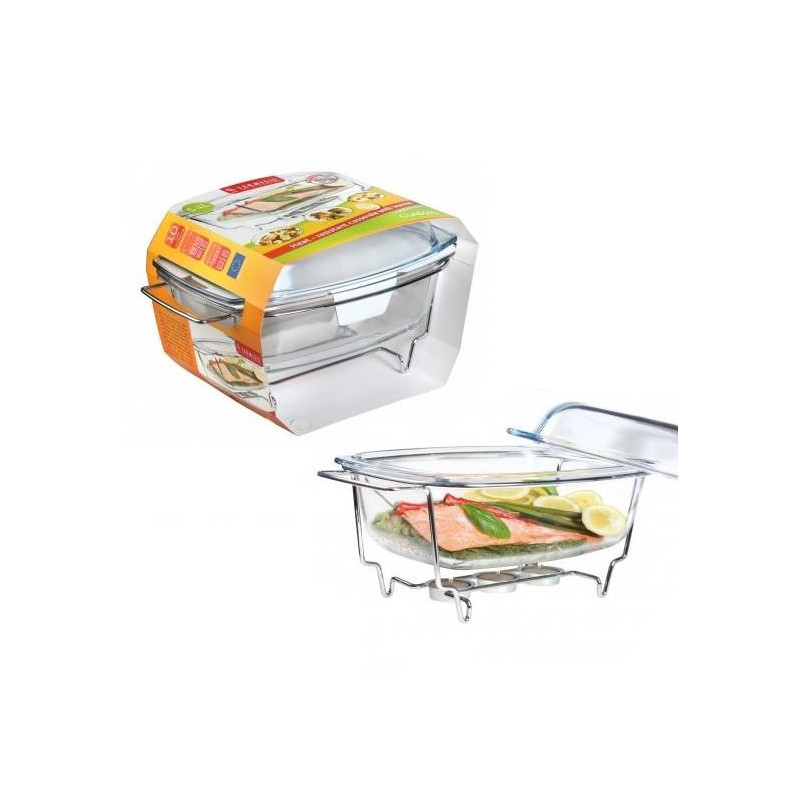 Brytfanna szklana z podgrzewaczem 5,1L prostokątna PNSP510A